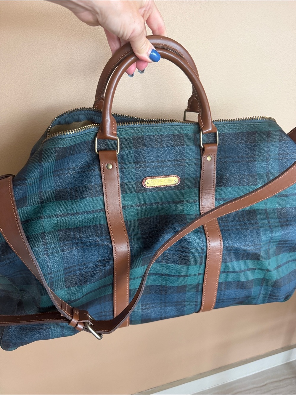 New Polo Ralph Lauren Blackwatch Plaid Coated Canvas Weekender Bag